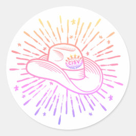 CISV Austin Pink "Cowboy Pet" Ronde Sticker