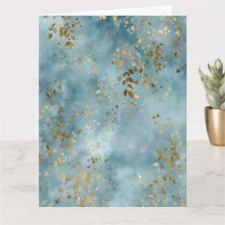 Citaat Botanisch Goud Bladeren Teal Ontwerp Kaart