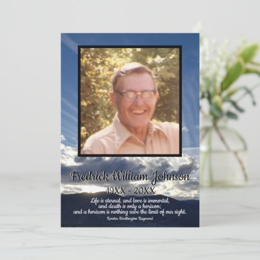 Citaat Foto Sunset met Cloud Lines Funeral Programma (Staand voorkant)