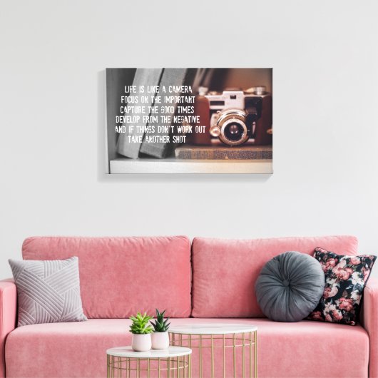 Citaat: Het leven is als een camera Canvas Afdruk (Insitu (Woonkamer))