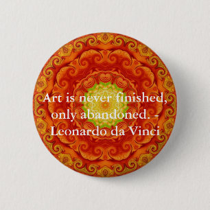 citaat Leonardo da Vinci Ronde Button 5,7 Cm