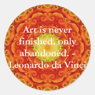 citaat Leonardo da Vinci Ronde Sticker