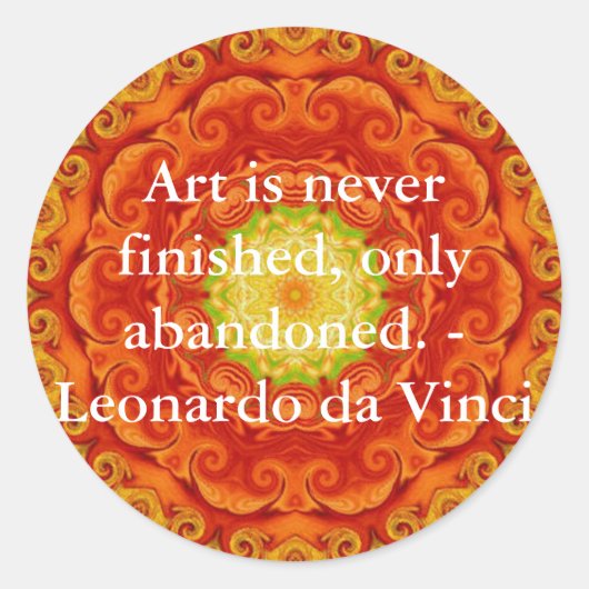 citaat Leonardo da Vinci Ronde Sticker (Voorkant)