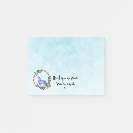 Citaat met Howling Wolf in een Boho Wreath Post-it® Notes (Voorkant)