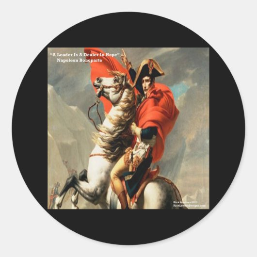 Citaat Napoleon & "Leader" Ronde Sticker (Voorkant)