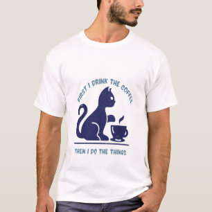 , Citaat over koffie, een mooie blauwe kat T-shirt
