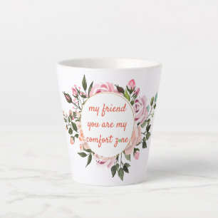 Citaat over vriendschap met vriendenkrans latte mok