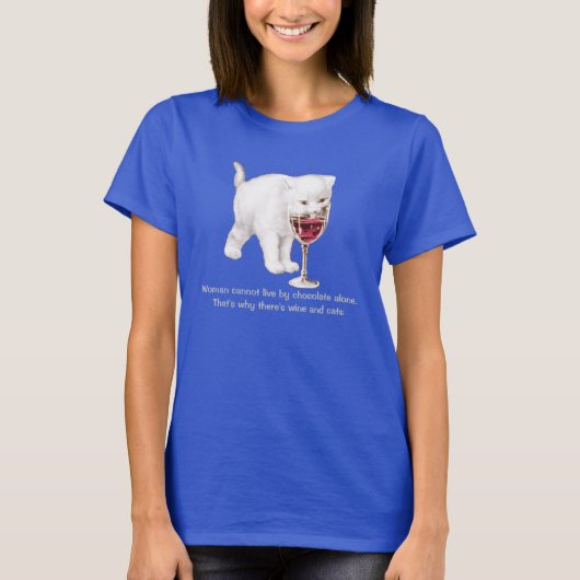 Citaat T-Shirt van wijn en katten (Voorkant)