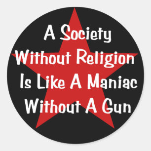 Citaat tegen religie ronde sticker