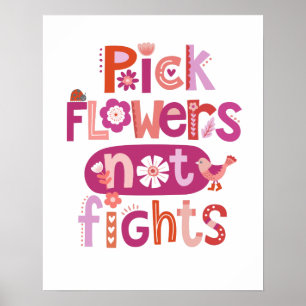 Citaat uit Cute Pink Floral Hand Leted Typography Poster
