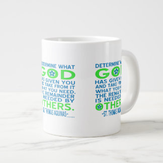 Citaat van St. Thomas Aquinas in Blauw en Groen Extra Grote Beker