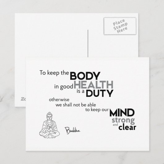 Citaten: Boeddha: Lichaam in goede gezondheid Briefkaart (Voorkant / Achterkant)