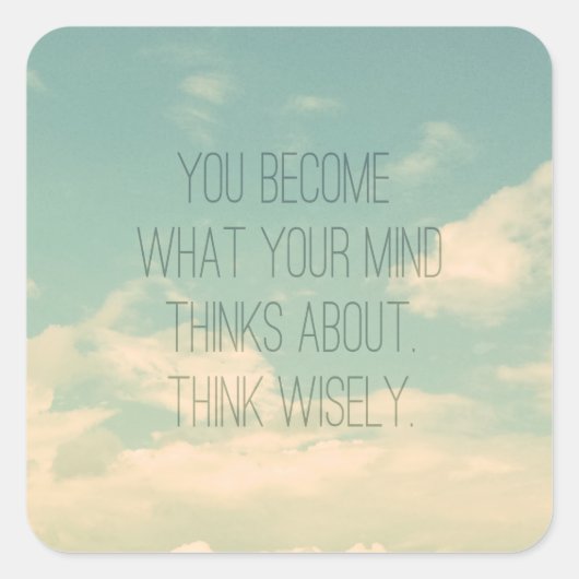 Citaten over de geest, Sky en Clouds, Vierkante Sticker (Voorkant)