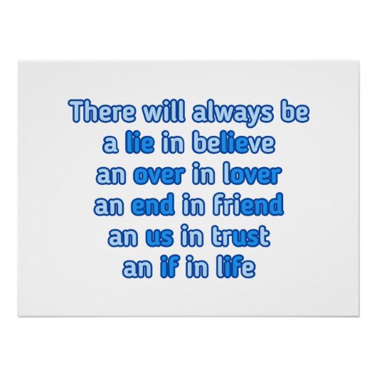 citaten over liefde , leven en vriendschap perfect poster (Voorkant)