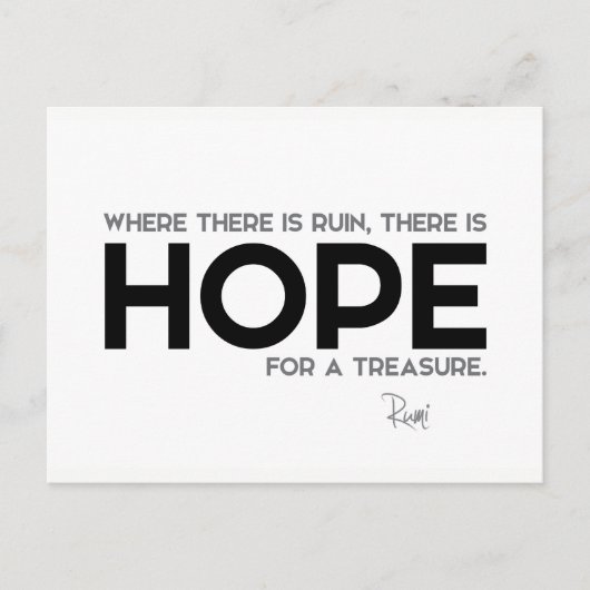Citaten: Rumi: Ruïne, hoop Briefkaart (Voorkant)