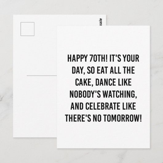 Citaten voor 70e verjaardag briefkaart (Voorkant / Achterkant)