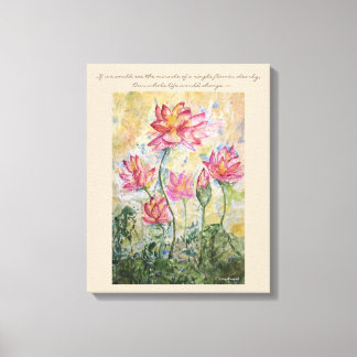 Citation Bouddha Lotus Aquarelle Toile Mur Art