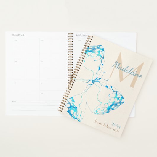 Citation chic Whimsical Elegant Butterfly Monogram (Devant avec enveloppe)