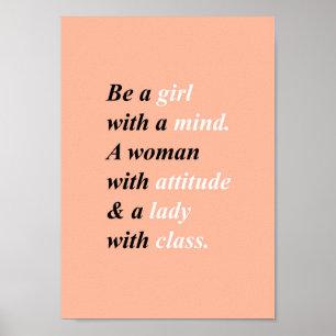Citation chique de femme. Affiche Girly