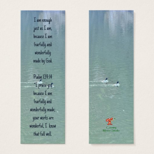 Citation d'affirmation chrétienne et Signet de l'é (Devant & derrière)