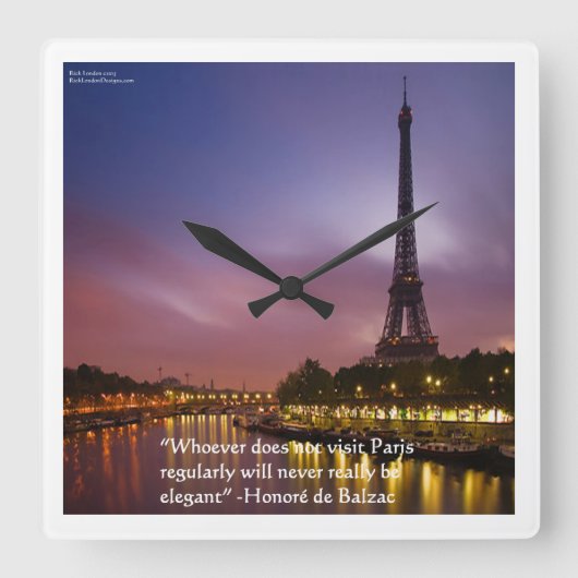 Citation De Balzac Sur Paris Elegance Wall Horloge (Recto)