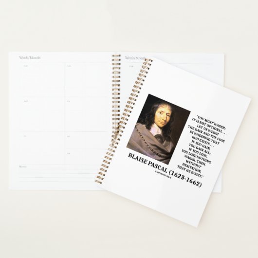Citation de Blaise Pascal Pari Perte Dieu Existe (Devant avec enveloppe)