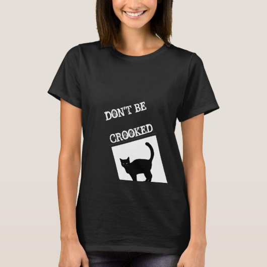 Citation de chat noir t-shirt femme noire tordu (Devant)
