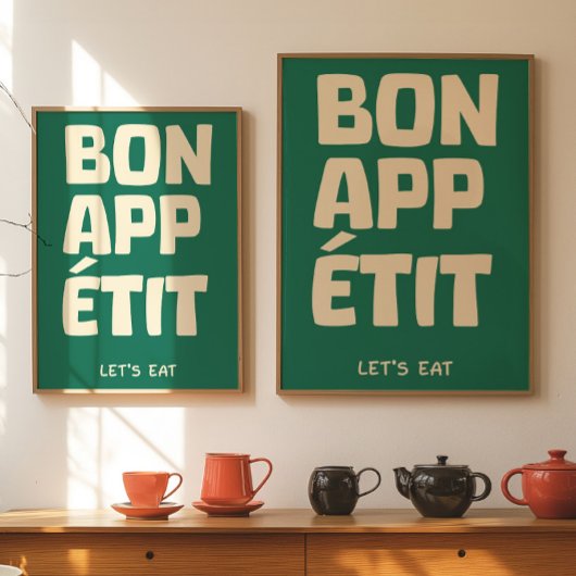 Citation de Cuisine Mur Poster Bon Appétit