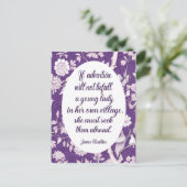 Citation de Jane Austen sur carte postale Aventure (Debout devant)