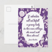 Citation de Jane Austen sur carte postale Aventure (Devant / Derrière)