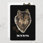 Citation de loups d'aquarelle Invitation d'anniver (Devant / Derrière)