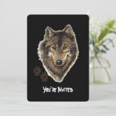 Citation de loups d'aquarelle Invitation d'anniver (Debout devant)