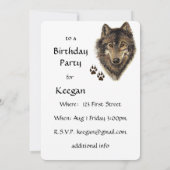 Citation de loups d'aquarelle Invitation d'anniver (Dos)