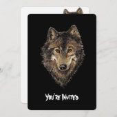 Citation de loups d'aquarelle Invitation d'anniver (Devant / Derrière)