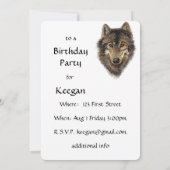 Citation de loups d'aquarelle Invitation d'anniver (Dos)