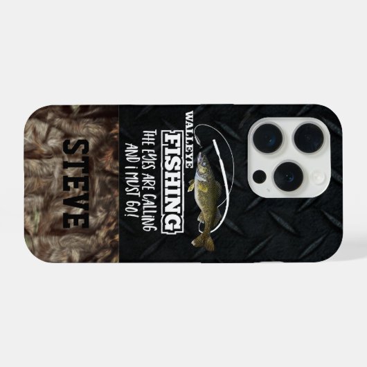 Citation de pêche Camo Funny Walleye Nom Angler (Verso Horizontal)