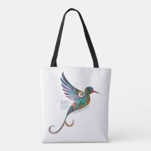 Citation de Rumi avec le sac fourre-tout à colibri