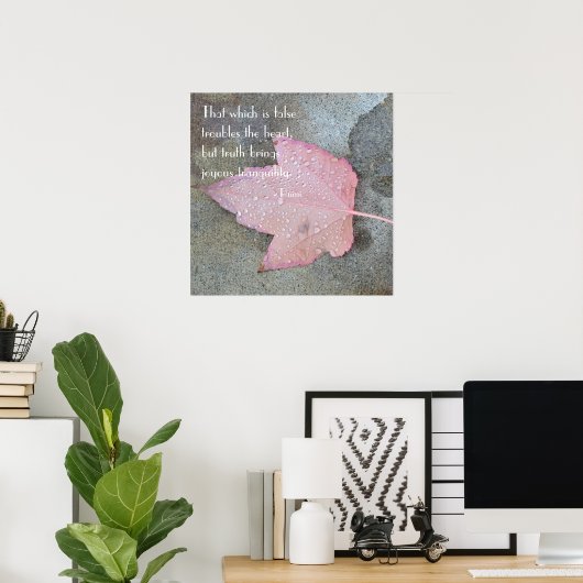Citation de Rumi Poster feuille rose (Bureau à domicile)