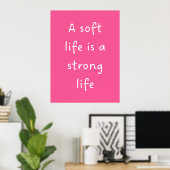 Citation de vie douce rose - Impression sur mur (Bureau à domicile)