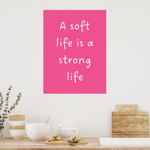 Citation de vie douce rose - Impression sur mur