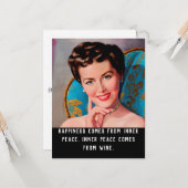 Citation de vin drôle Retro femme au foyer Carte d (Devant/Arrière en situation)