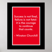 Citation de Winston Churchill; affiche de succès (Devant)