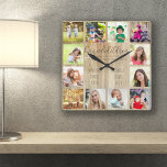 Citation des petits enfants 12 Photo Carré personn<br><div class="desc">Horloge photo pour grands-parents avec 12 de vos photos préférées. Créez votre propre collage photo de style grille et ajoutez les noms des petits-enfants (2 à 8 noms semble mieux). Le texte dit : "Les petits-enfants remplissent une place dans votre coeur que vous ne saviez pas vide" à la main...</div>