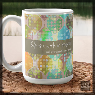 Citation d'Humour Abstrait Bleu Orange Neutres Mug