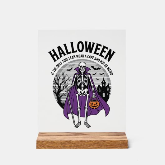 Citation drôle de cape d'Halloween de squelette De (Recto)