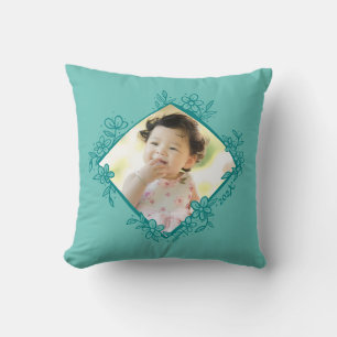 Citation Florale Oreiller Turquoise