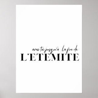Citation française. Poster "Avec toi jusqu'à l'éte