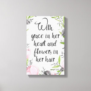 Citation inspirante impression de toile florale