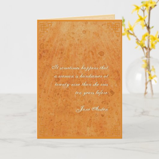 Citation Jane Austen Carte d'anniversaire CUSTOMIS (Fleur jaune)