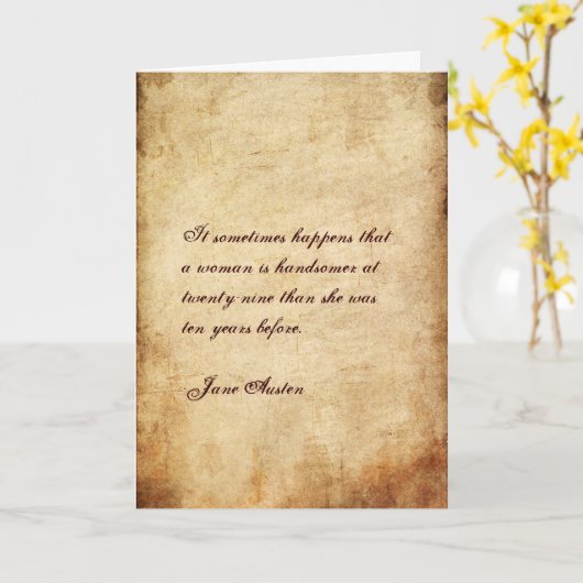 Citation Jane Austen Carte d'anniversaire CUSTOMIS (Fleur jaune)